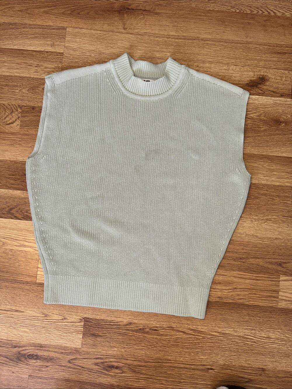 Uniqlo Womens Sage Knit Sweater Vest Cotton Blend Preppy Academia Nautical small